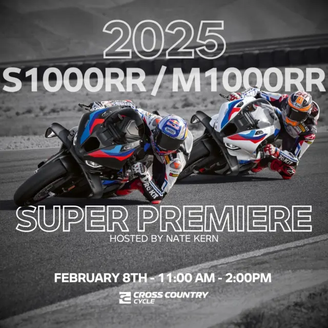 🚨 **Calling All Motorcycle Enthusiasts!** 🚨 

Join us on February 8th from 11:00 AM to 2:00 PM for an exclusive event sponsored by BMW Motorrad US and hosted by the legendary Nate Kern - BMW Brand Ambassador & Factory Rider! 

Get an up-close look at the 2025 BMW S1000RR and M1000RR and learn about their cutting-edge technology and mind-blowing performance. 

📍 **Location**: 911 Middlesex Ave, Metuchen (Cross Country Cycle)
⏰ **Time**: 11:00 AM - 2:00 PM 
 
🔥 Don’t miss this chance to meet Nate Kern, dive into the world of BMW Motorrad, and connect with fellow riders. 

👉 Tag your riding crew and mark your calendars! See you there! 

#BMWMotorrad #S1000RR #M1000RR #MotorcycleEvent #BMWMotorcycles #NateKern